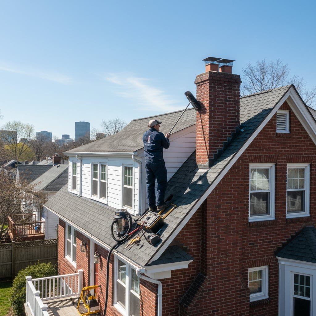 Eric Chimney Sweep team working on chimney